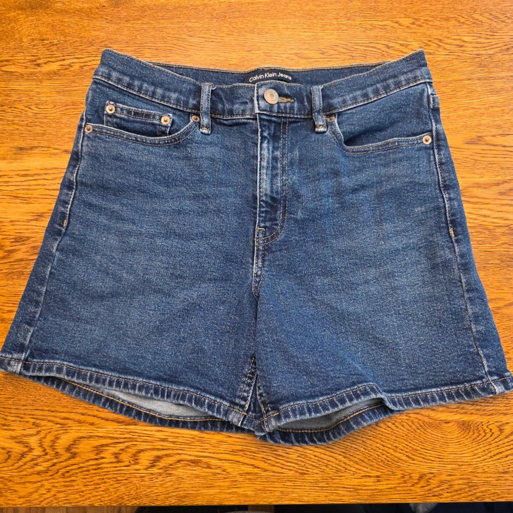 Calvin Klein Jeans Womens High Rise Denim Shorts Medium Wash Blue Size‎ 28/6